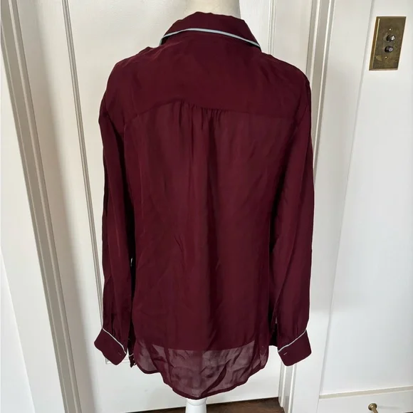 J. Crew Silk Piped Shirt Blouse Sz 10 #1 - Picture 3 of 6